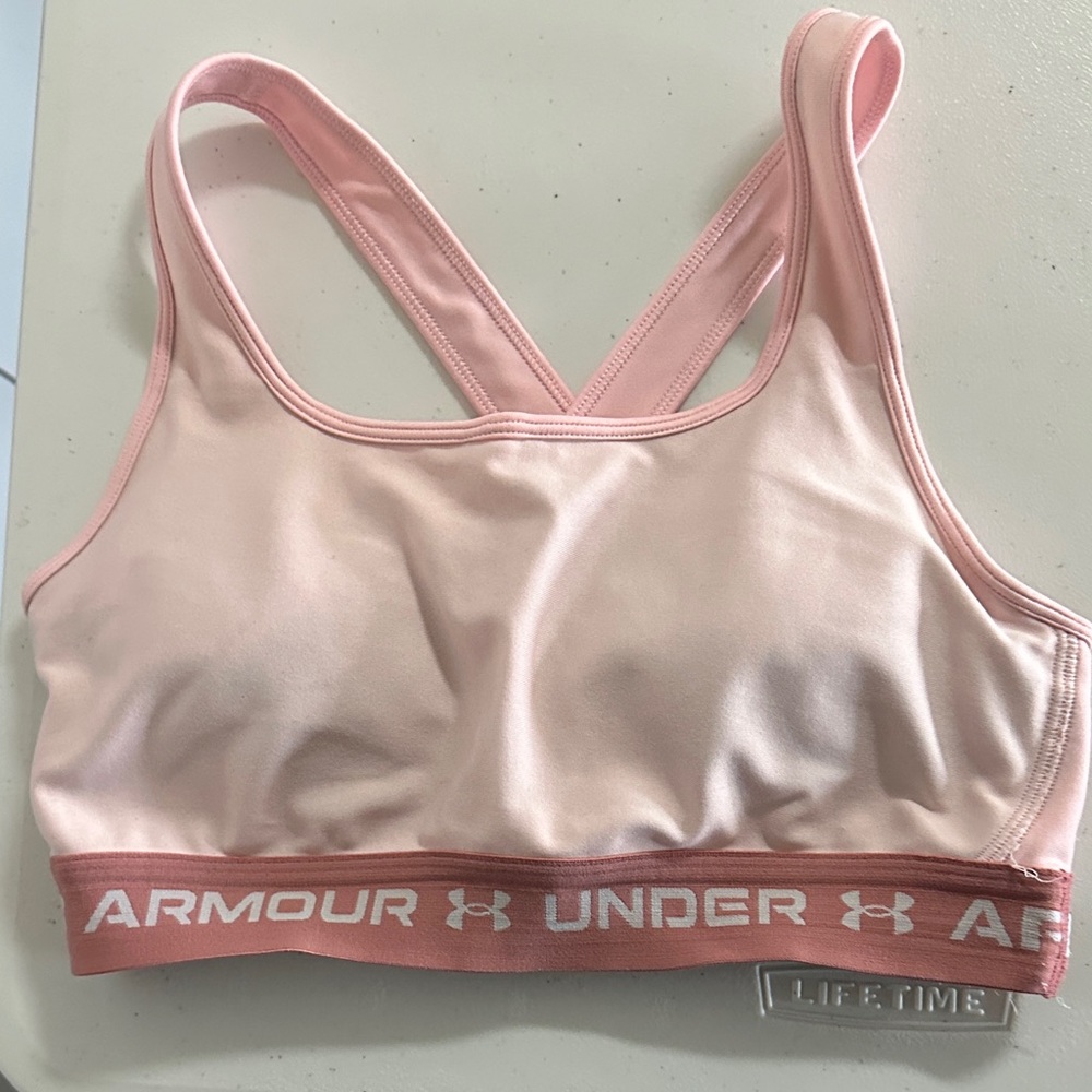 Under Armour Pink Light-Peach Crossback Sports Bra